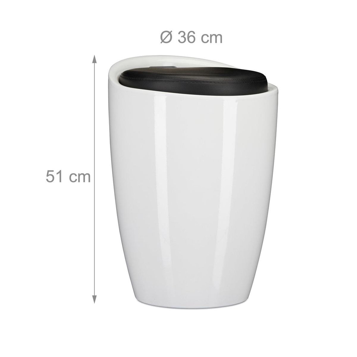 Relaxdays wasmand met kruk 45 liter badkamerkruk opbergruimte wasbox