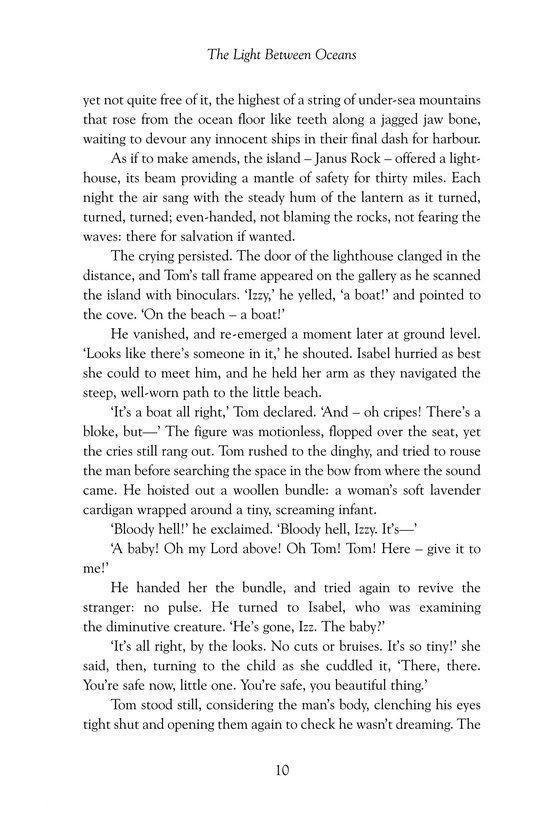 Tekstpagina uit The Light Between Oceans met pagina nummer 10.