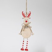 Sass & Belle kersthanger - Rudi Reindeer in stripey stockings