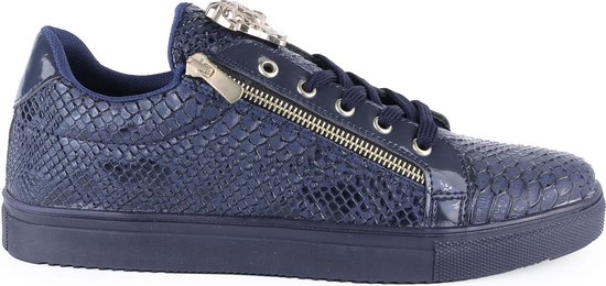 verschijnen biografie Monopoly Heren Sneaker van Manzotti Met Python Print en Dubbele Rits Laag Blauw |  Maat 45 | bol.com