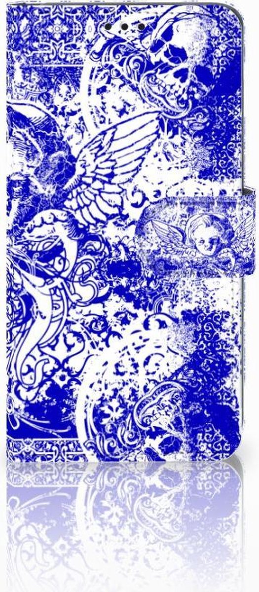 Telefoonhoesje met Naam Samsung Galaxy S10 Angel Skull Blauw