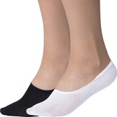 Steps Onzichtbare Sneaker Sok Dames Zwart Wit Katoen