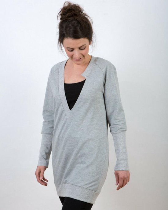 GLDN - Lange trui , jurk v-hals grijs | bol.com