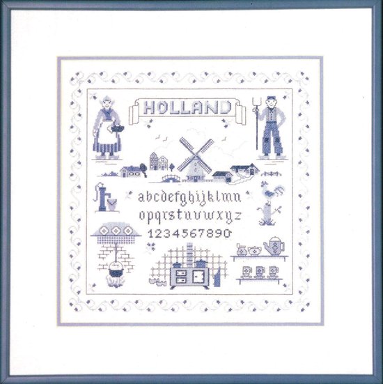 borduurpakket 39-1405 delftsblauw, merklap, holland