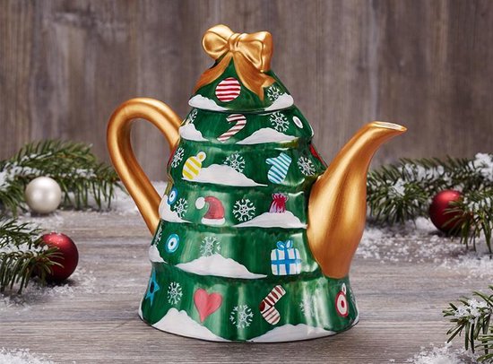 Chacult Theepot Christmas Tree - Kerst - Porselein - 1 ltr. | bol.com