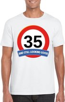 Verkeersbord 35 jaar t-shirt wit heren M