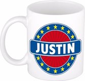 Justin naam koffie mok / beker 300 ml  - namen mokken