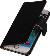 Apple iPhone 6 Plus - Echt Leer Bookcase Zwart - Lederen Leder Cover Case Wallet Hoesje