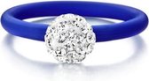 Colori 4 RNG00056 Siliconen Ring met Steen - Kristal Bal 8 mm - One-Size - Blauw