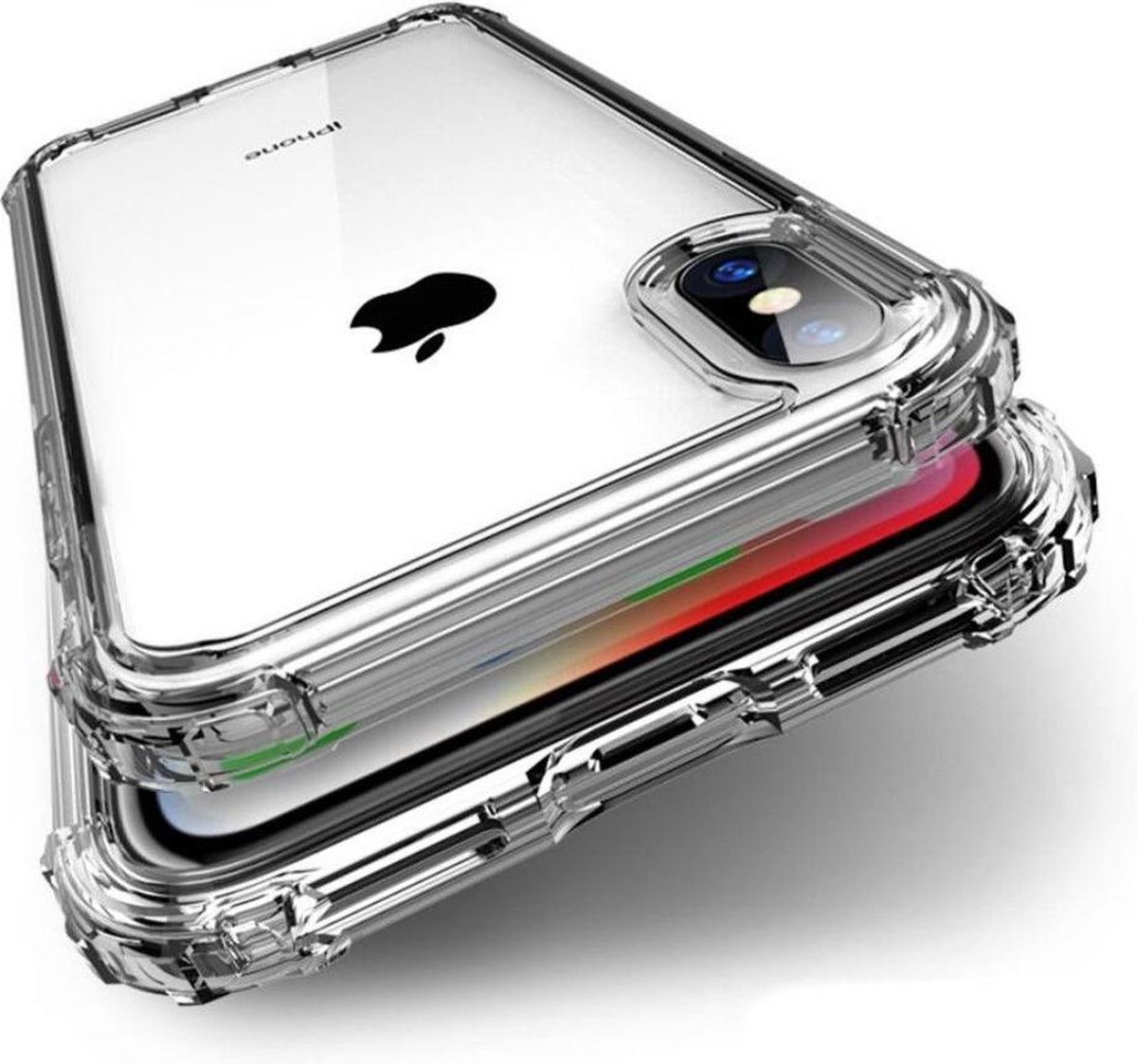 Hoesje - Geschikt voor Apple iPhone Xs Max - Sterk & Shockproof - Siliconen Shock Case - Hoes Cover - Telefoonhoes - Transparant