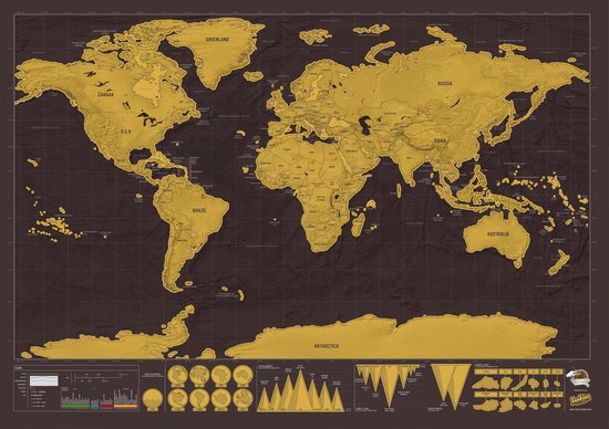Luckies Scratch Map Deluxe - Kraswereldkaart om landen af te strepen