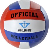 Volleybal in PVC, rood/blauw/wit, machine genaaid, maat 5