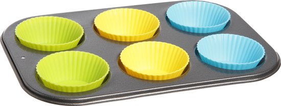 Cosy&Trendy for kids Bakvorm voor 6 muffins met siliconen muffincups Ø 5 cm- 19,5 cm x 13,5 cm