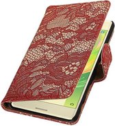 Lace Bookstyle Wallet Case Hoesje voor Sony Xperia Z3 Compact Rood
