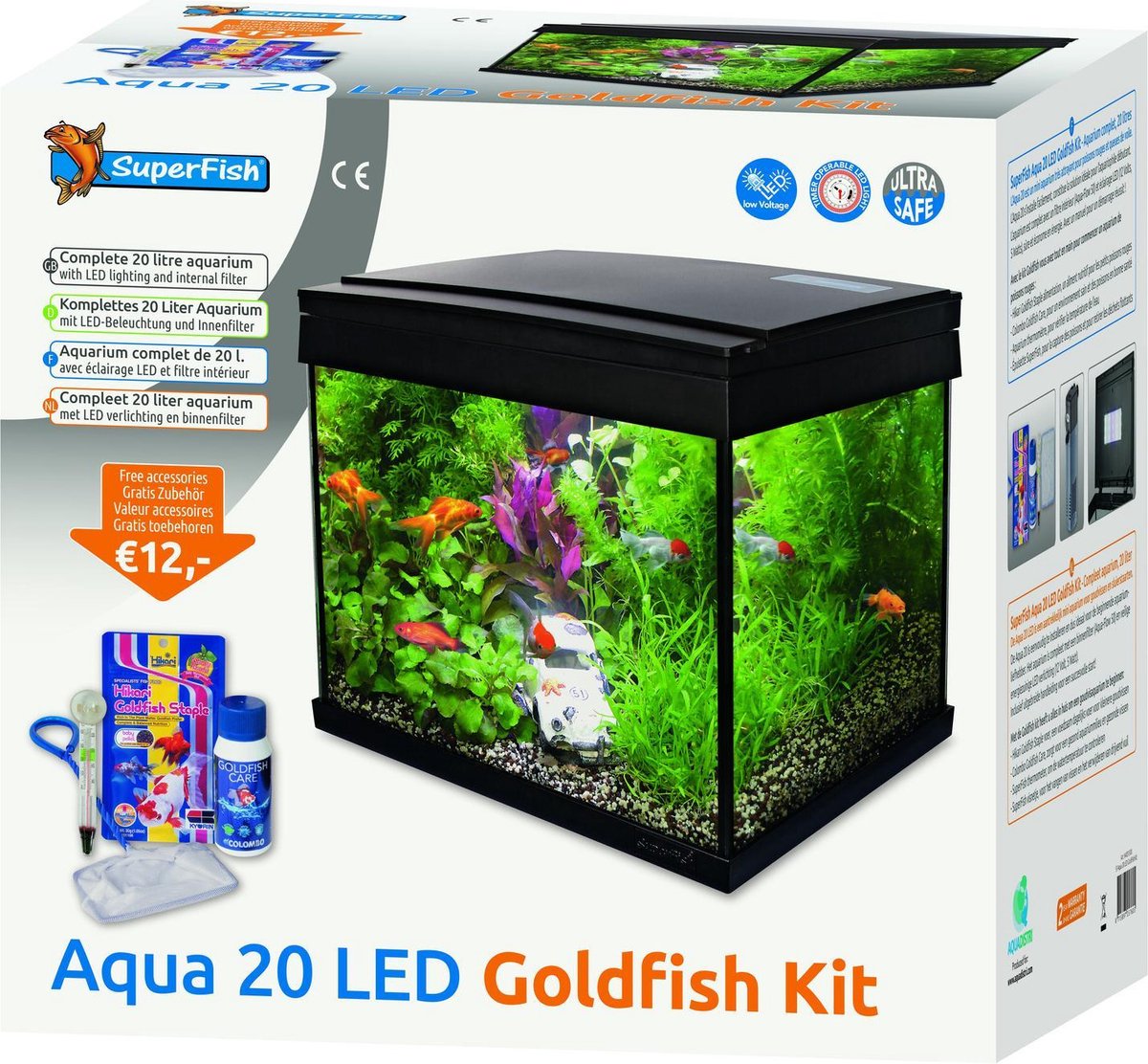 verontschuldiging Origineel de jouwe Superfish Aqua 20 Goldfish Kit Led Aquarium - 20 L - Zwart - 36 x 23 x 32.1  cm | bol.com