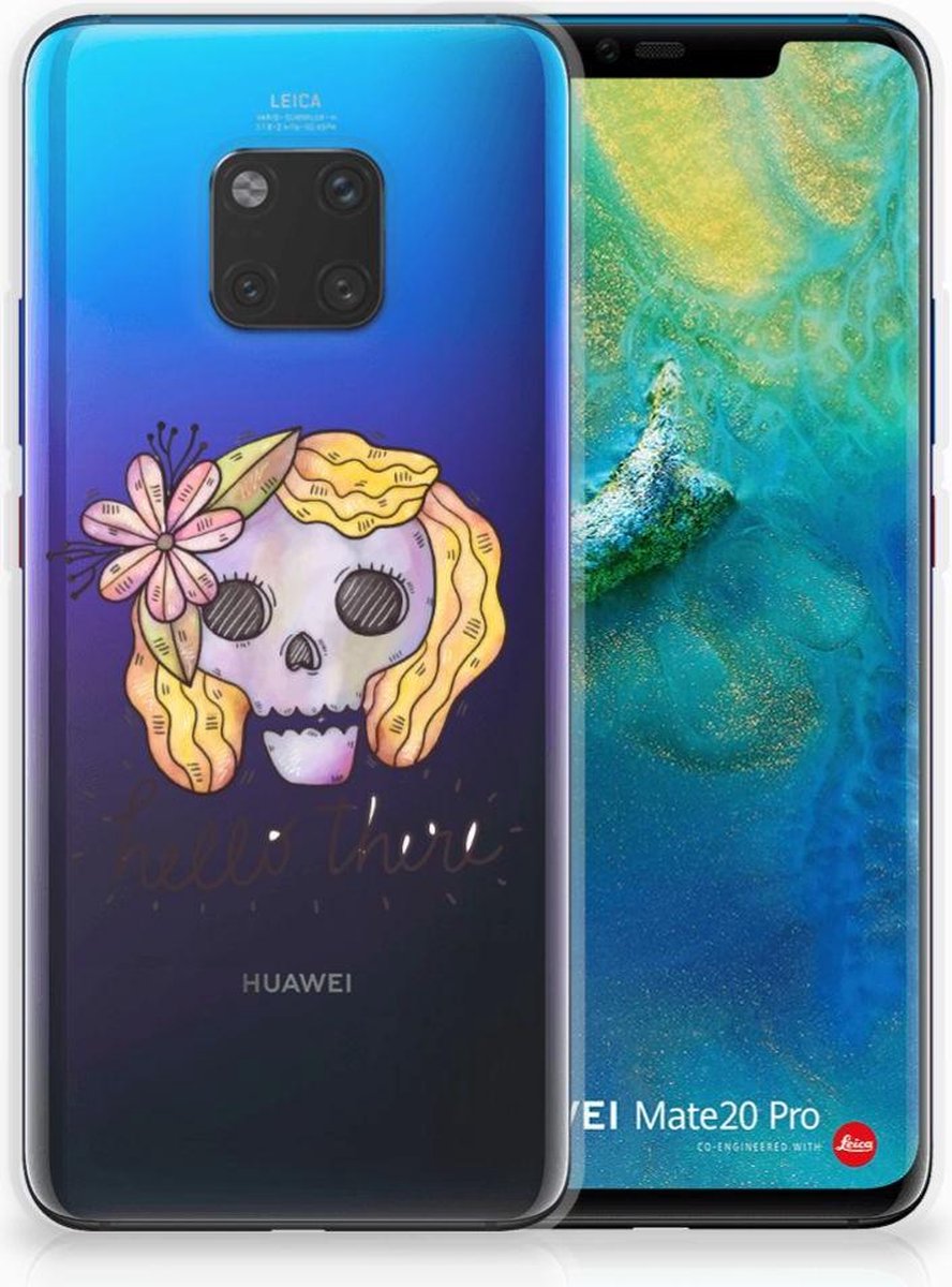 Back Cover voor Silicone Back Case Huawei Mate 20 Pro Boho Skull
