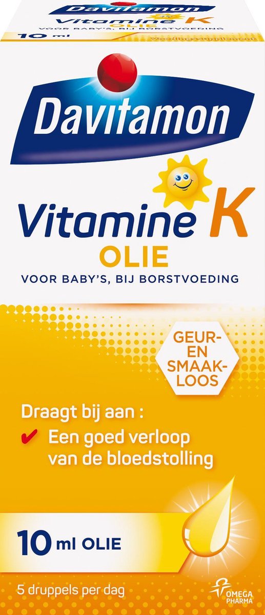 Goedkoopste Davitamon Vitamine K Olie - vitamine K baby - speciaal ontwikkeld voor baby’s die nog borstvoeding krijgen - 10 ml