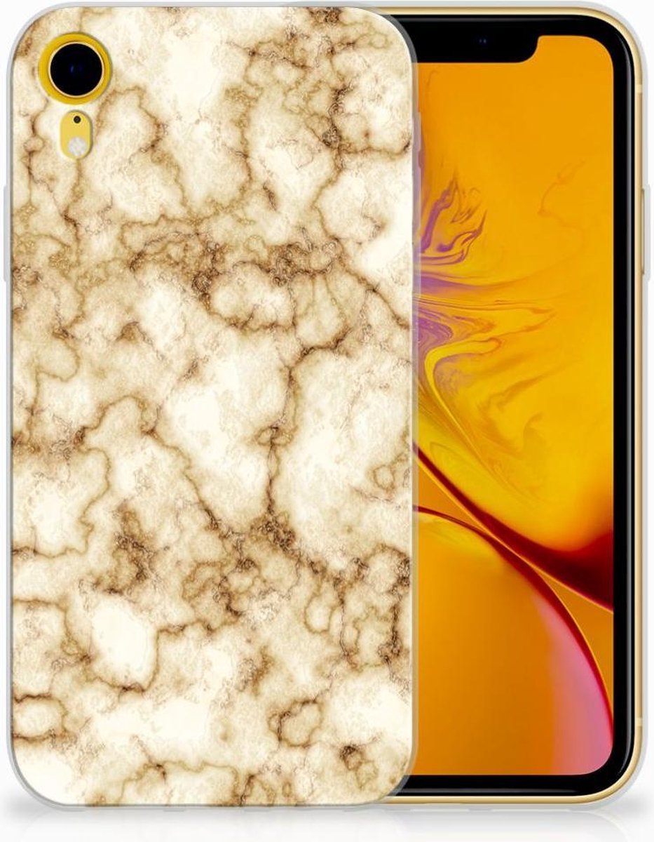 Apple iPhone Xr TPU Siliconen Hoesje Marmer Goud