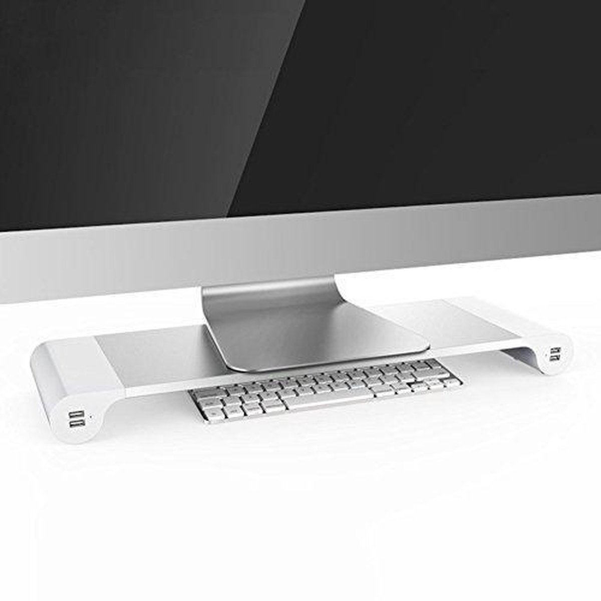 Monitor Verhoger Aluminium - Monitorstandaard met 4 USB-Poorten - Design Editie