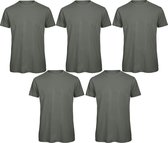 Senvi 5 pack T-Shirt -100% biologisch katoen - Kleur: Licht Khaki - M