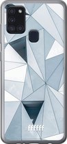 Samsung Galaxy A21s Hoesje Transparant TPU Case - Mirrored Polygon #ffffff