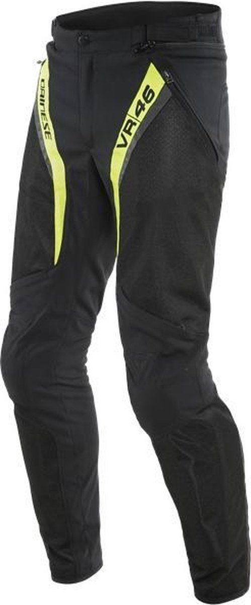 Dainese VR46 Grid Air Tex Black Fluo Yellow Textile Motorcycle Pants 50