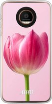 Motorola Moto Z Force Hoesje Transparant TPU Case - Pink Tulip #ffffff