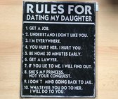 Metalen tekstbord Rules for dating my daughter