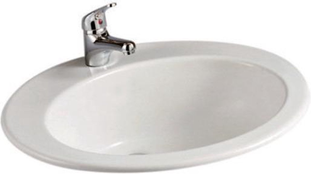 Nemo Start Star inbouwwastafel 530 x 435 x 225 mm porselein wit ovaal voorgeboord centraal kraangat met overloop