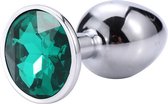 ToySecrets - Aluminium buttplug met diepgroene diamant - Small