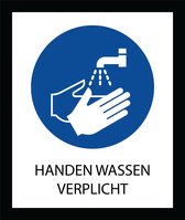 Bord ISO7010 Geboden Handen wassen verplicht 20 x 24 cm