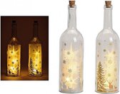 Kerst - Kerstdecoratie - Kerstdagen - Glazen fles met wintersfeer in zilver met LED verlichting