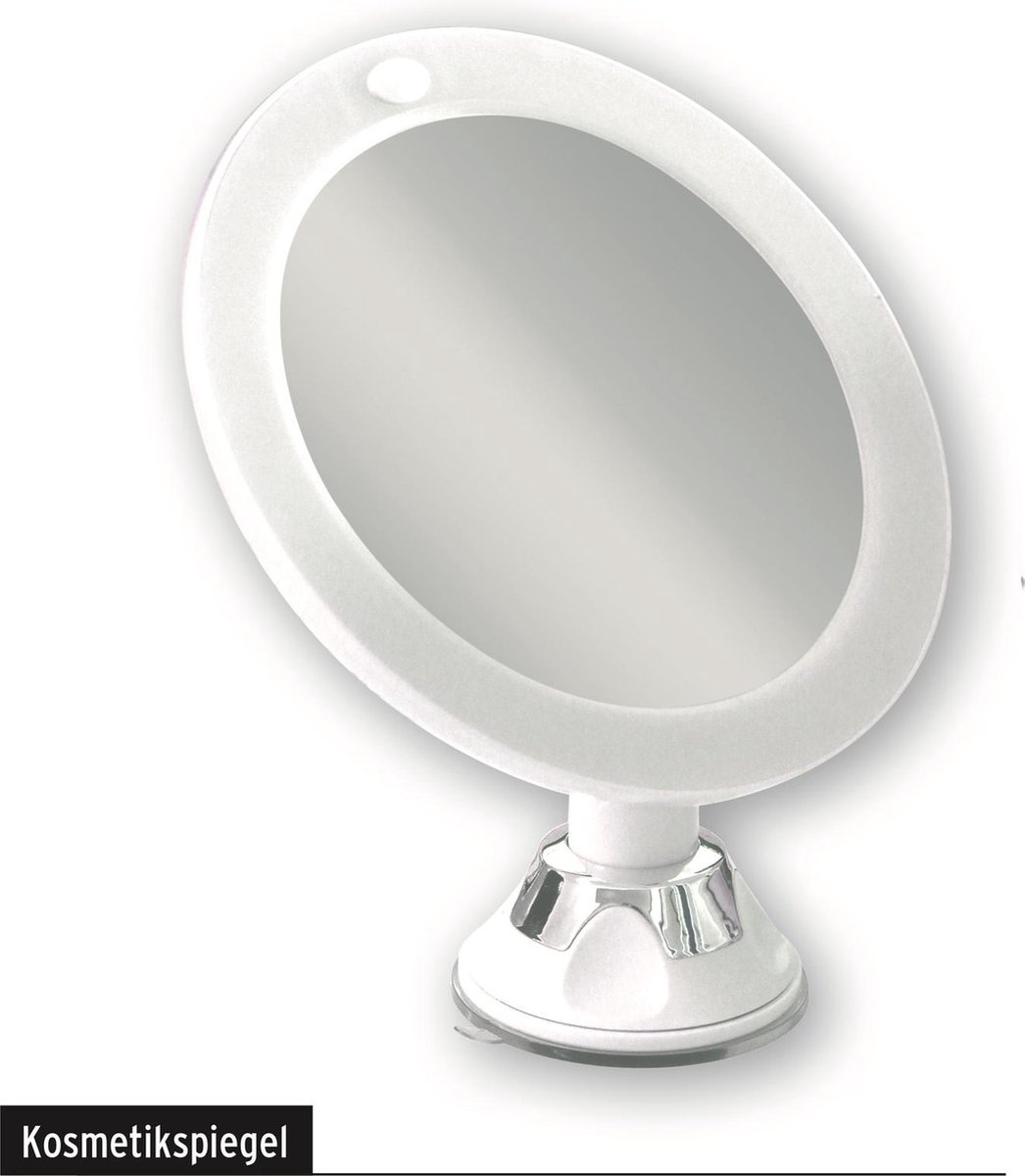 Spiegel met LED verlichting - Make-upspiegel met 3x Vergroting en Sterke Zuignap - 16 cm - Jokey