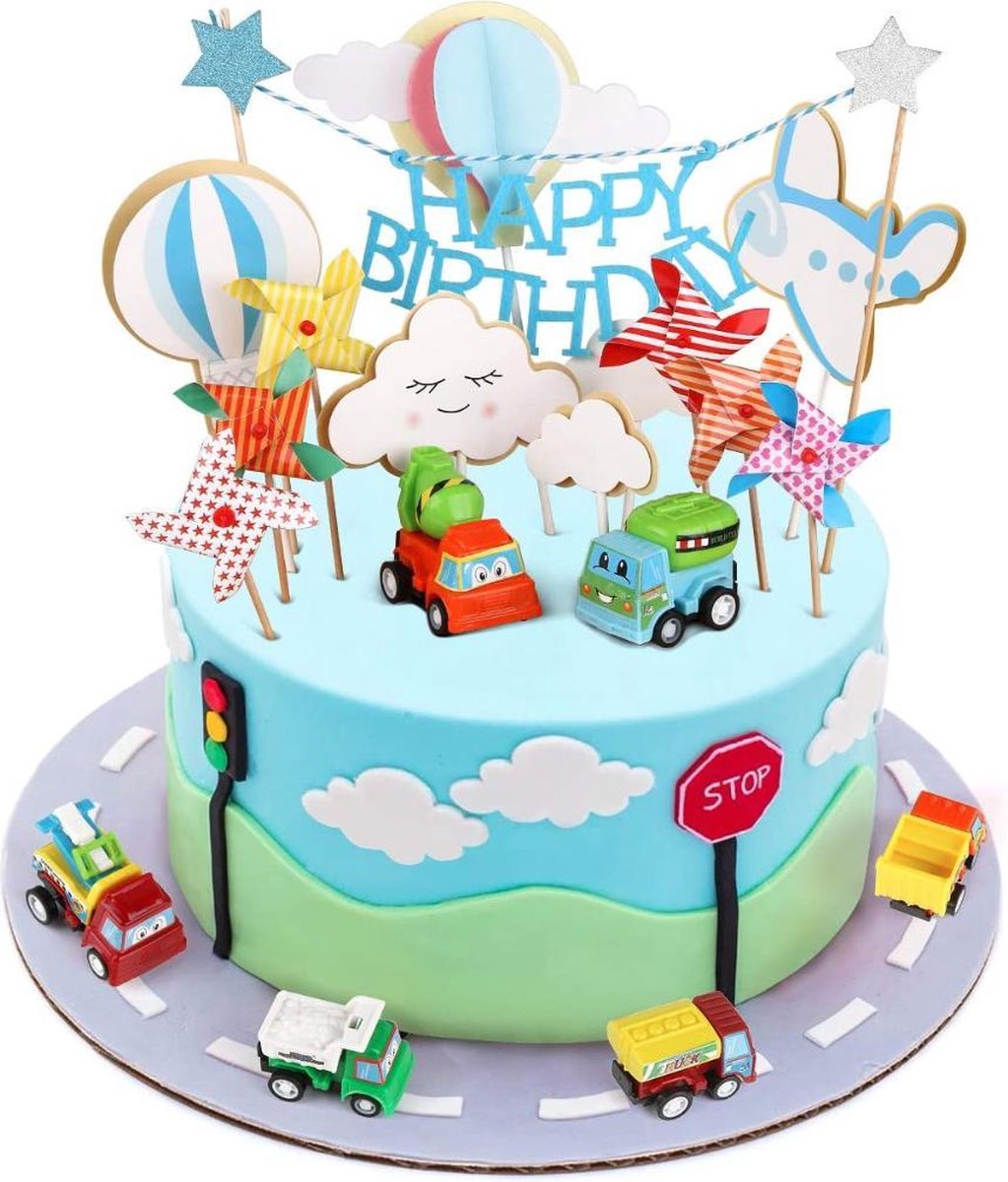 Verjaardagstaart Decoratie Voor Jongens Speciaal Voor Een Auto Taart Mini  Autootjes... | Bol.Com