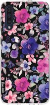 Casetastic Samsung Galaxy A50 (2019) Hoesje - Softcover Hoesje met Design - Flowers Blue Purple Print