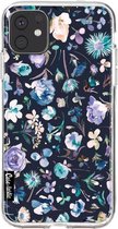Casetastic Apple iPhone 11 Hoesje - Softcover Hoesje met Design - Flowers Navy Print
