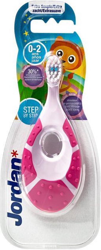 2x Jordan Tandenborstel Step By Step 0-2 jaar Geel/Roze/Mintgroen | bol.com