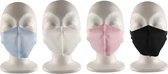 Fashion Mask Mondkapje Wasbaar, (4 stuks: Roze/Blauw/Zwart/Wit. (NU MET 1 GRATIS ZWARTE EXTRA), Unisex | Wasbaar Mondkap |Mondmasker