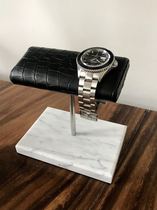 Support De Montre En Cuir PU Avec Base En Marbre - Vert Doré, Design Luxueux