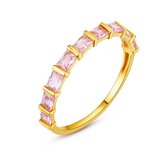 Twice As Nice Ring in 18kt verguld zilver, 9 roze zirkonia baguette  54