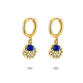 Twice As Nice Oorbellen in goudkleurig edelstaal, ooring, blauwe bol natuursteen, open ronde