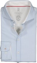 DESOTO slim fit overhemd - stretch tricot - lichtblauw-wit geruit - Strijkvrij - Boordmaat: 47/48