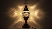 Mozaïek Lamp - Oosterse Lamp - Turkse Lamp - Tafellamp - Marokkaanse Lamp - Ø 15 cm - Hoogte 34 cm - Handgemaakt - Authentiek - Wit