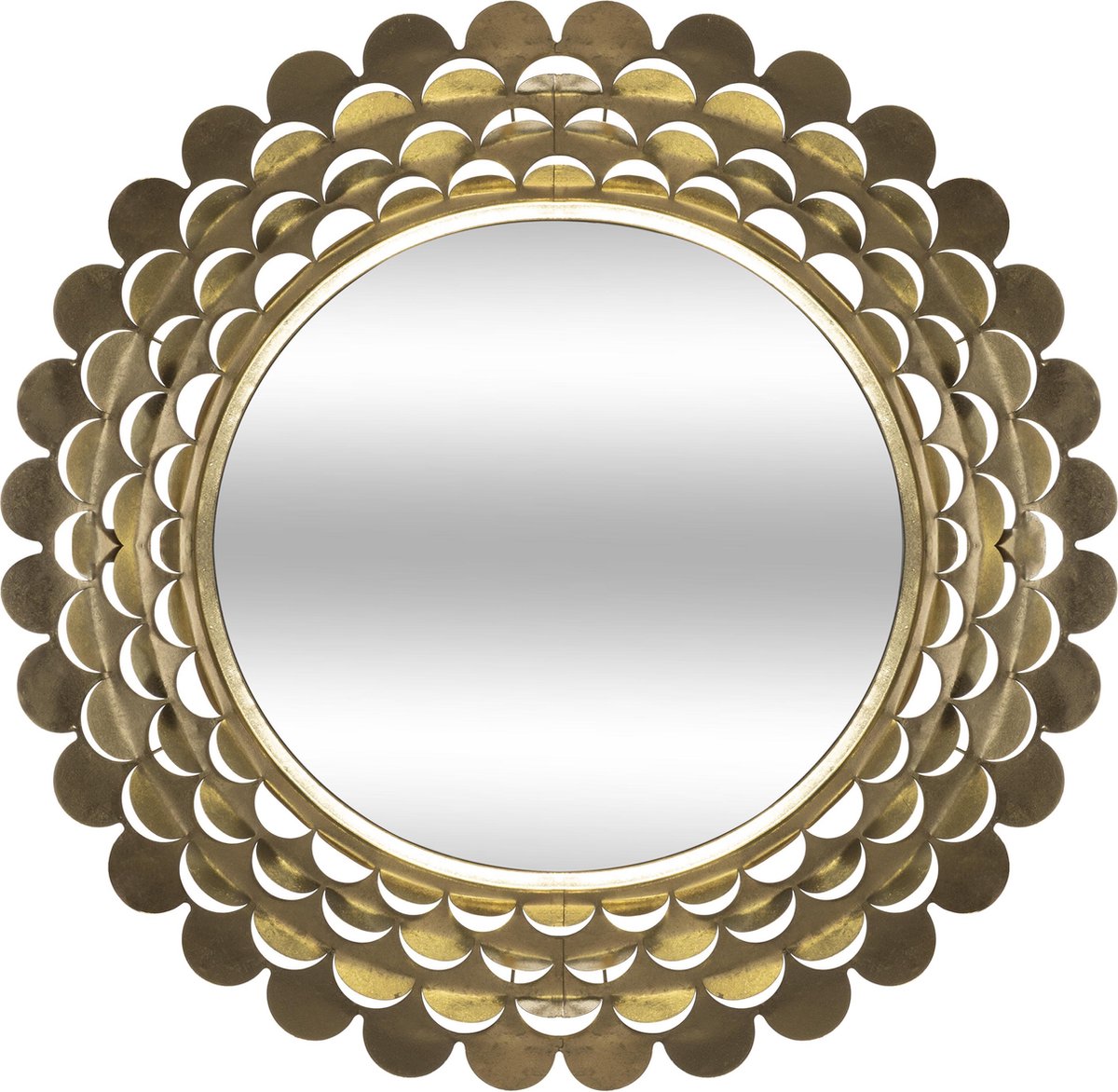 Atmosphera Spiegel Wanddecoratie flower gold - Dia 91 cm - Metaal goudkleurig - Wandspiegel
