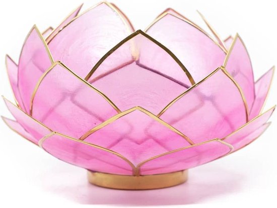 Lotus Sfeerlicht Roze-Lichtroze Goudrand – Groot