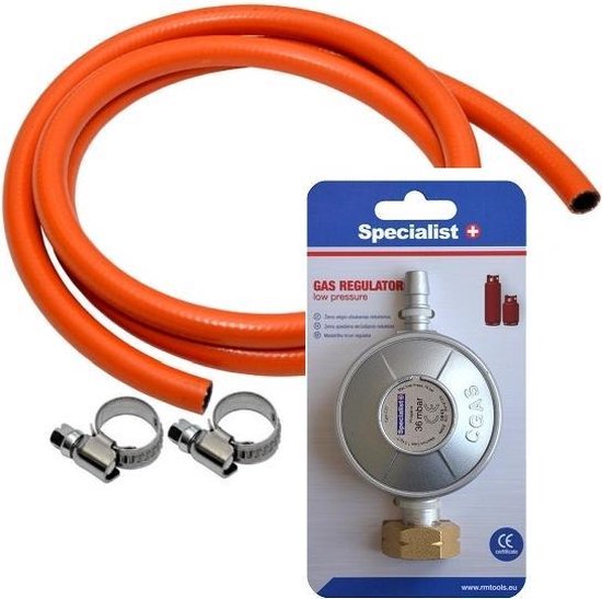Set régulateur de pression de gaz 30mbar 3m tuyau de gaz + 2 colliers de  serrage | bol.com