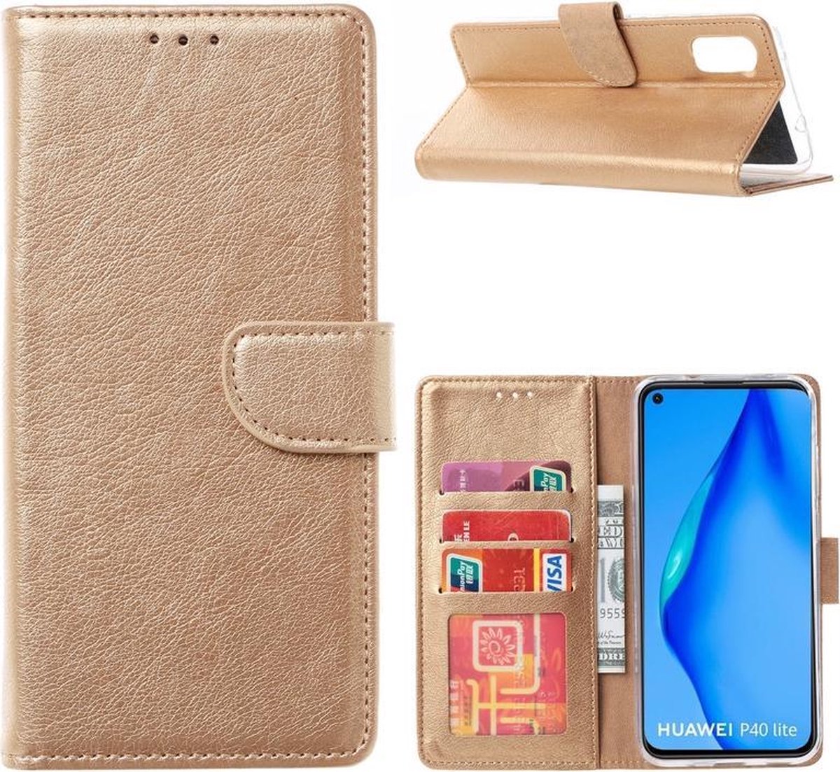 Bookcase Geschikt voor: Xiaomi REALME X50 5G - Goud - portemonee hoesje