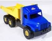Grote kiepauto, Grote kiepvrachtwagen, Grote kieptruck 75 cm Blauw/Geel