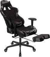 Gamingstoel, gamer chair met voetsteun, bureaustoel met kussen - zwart / camouflage