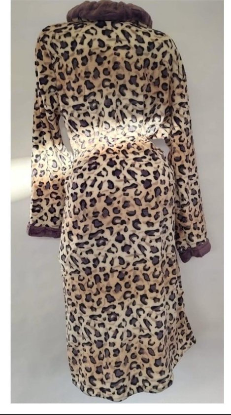 Dames badjas fleece met panterprint XL 40-42 paars | bol.com
